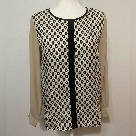 Anthropologie by THML women's S mixed media/print textured geometric top EUC - Picture 2 of 10